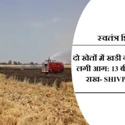 दो खेतों में खडी गेंहू की फसल में लगी आग: 13 बीघा की फसल राख- SHIVPURI NEWS swatantra-shivpuri-272