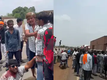 साइड देने के विवाद में ट्रक चालकों पर लाठीचार्ज, एनएच-46 पर एक घंटे जाम